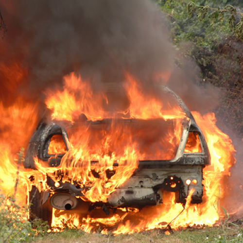 car fires for a second evom